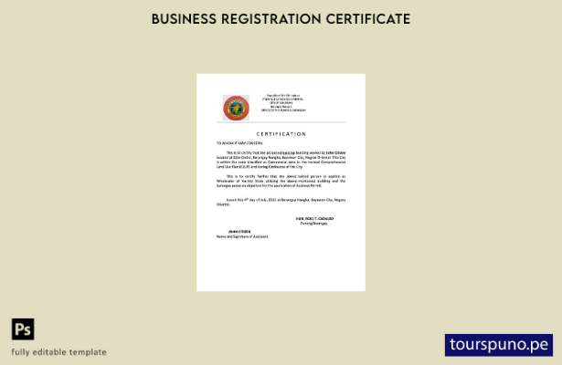 listo para imprimir Certificación de existencia de Filipinas Plantilla de planti